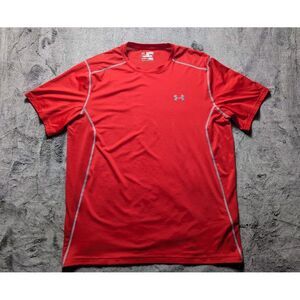 Under Armour Short Sleeve Athletic Shirt Men's Size 2XL Red Fitted